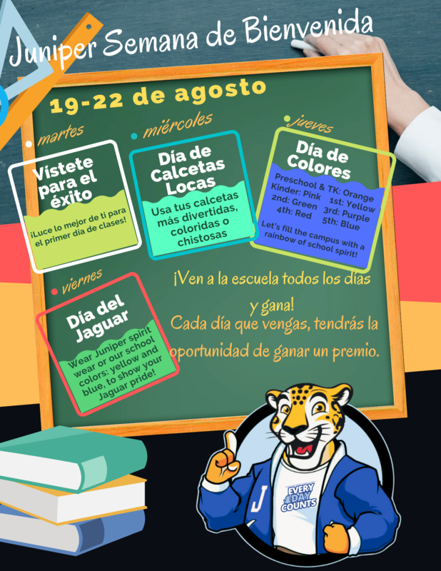 Juniper Week of Welcome Flyer Spanish