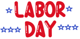 Labor Day with blue stars around