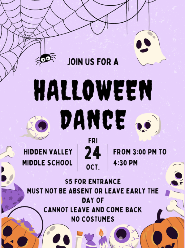 Flyer of Hidden Valley Halloween Dance.