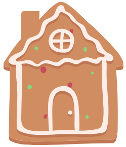 A gingerbread house with white icing