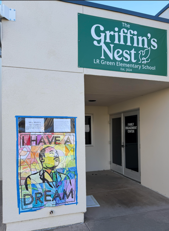 Student artwork depicting Martin Luther King Jr. and the words "I Have A Dream."