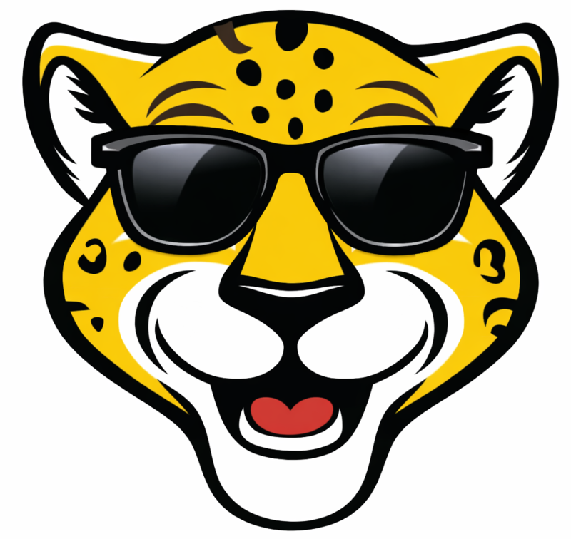 Illustration of a smiling Jaguar wearing sunglasses.