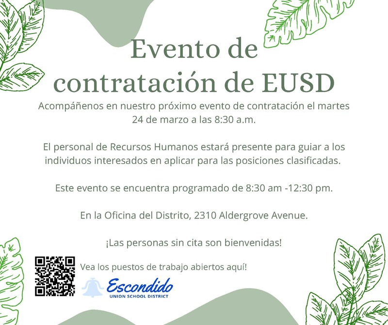 EUSD hiring event flyer (Spanish)A