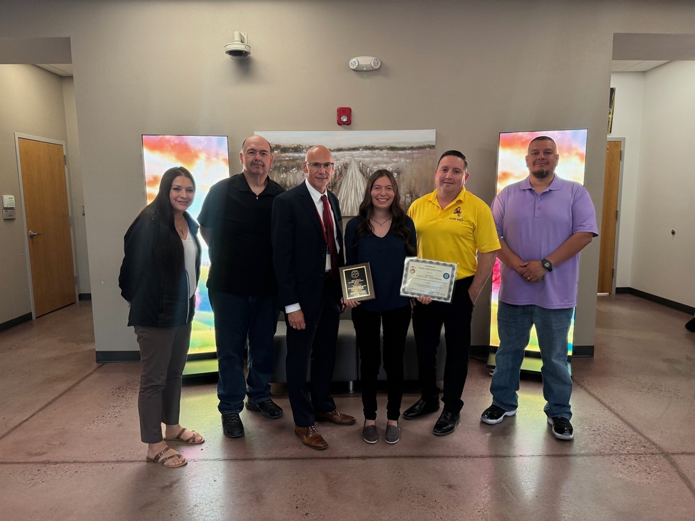 EPS Board of Education honoring teacher Megan Rael as the recipiend of the NMSBA Excellence in Student Achievement Award