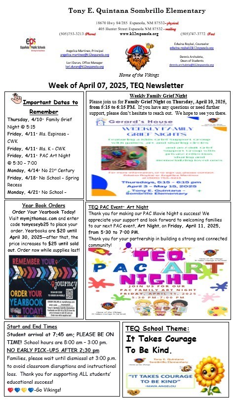 Newsletter for the Week of 4/7/25