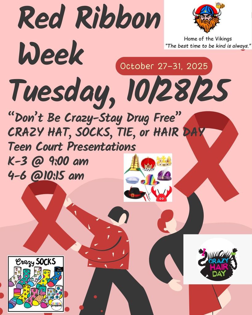 10 28 25 Crazy hat, socks, tie, hair day Flyer