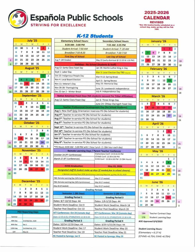 Revised Calendar