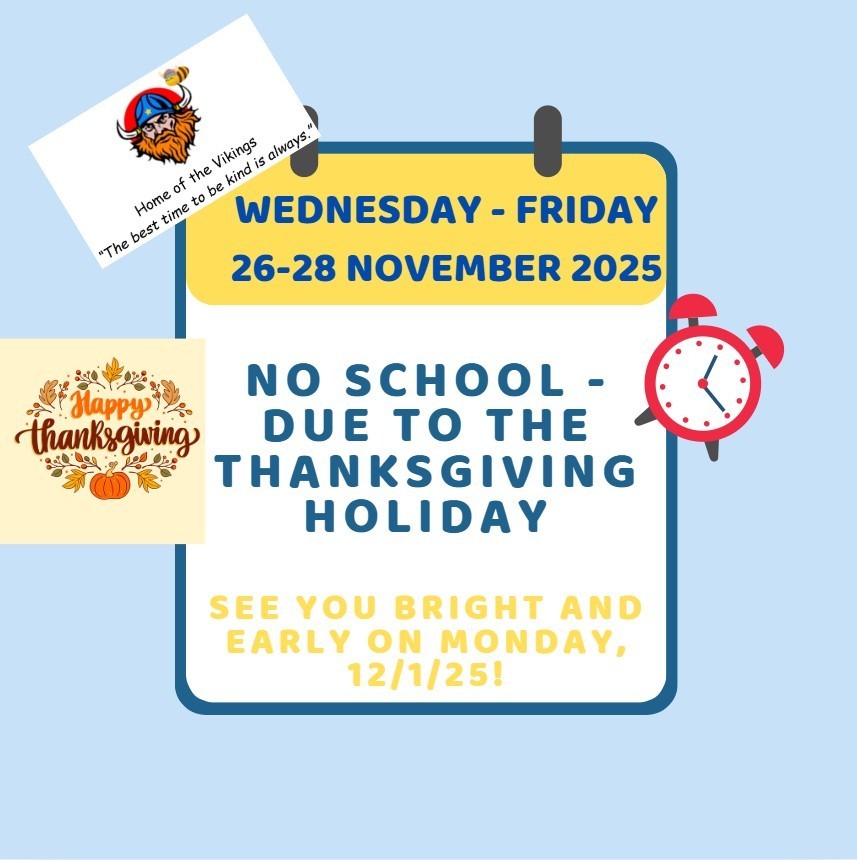 11 26 25 Thanksgiving No School Flyer