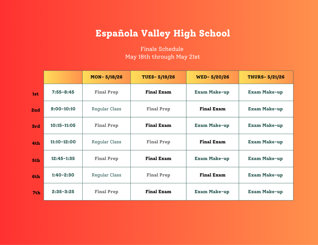 9th, 10th, 11th finals schedule 