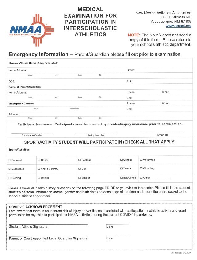 26 27 Sports Physical Forms