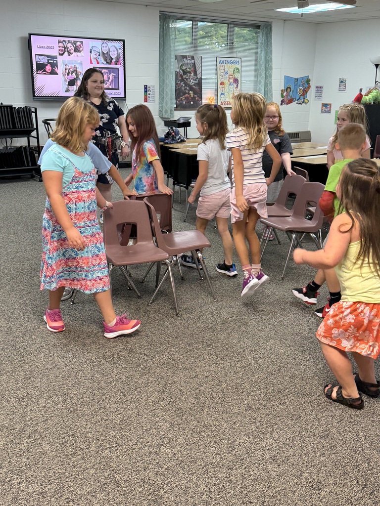 Students playing musical chairs