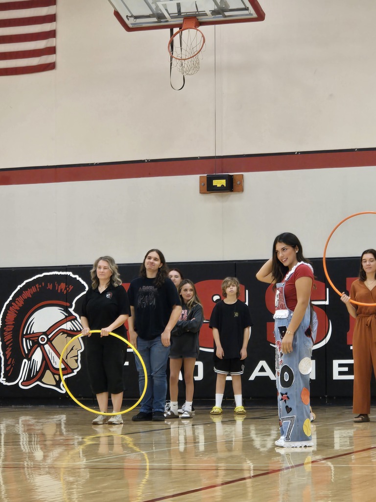 Students participating in hula hoop activity