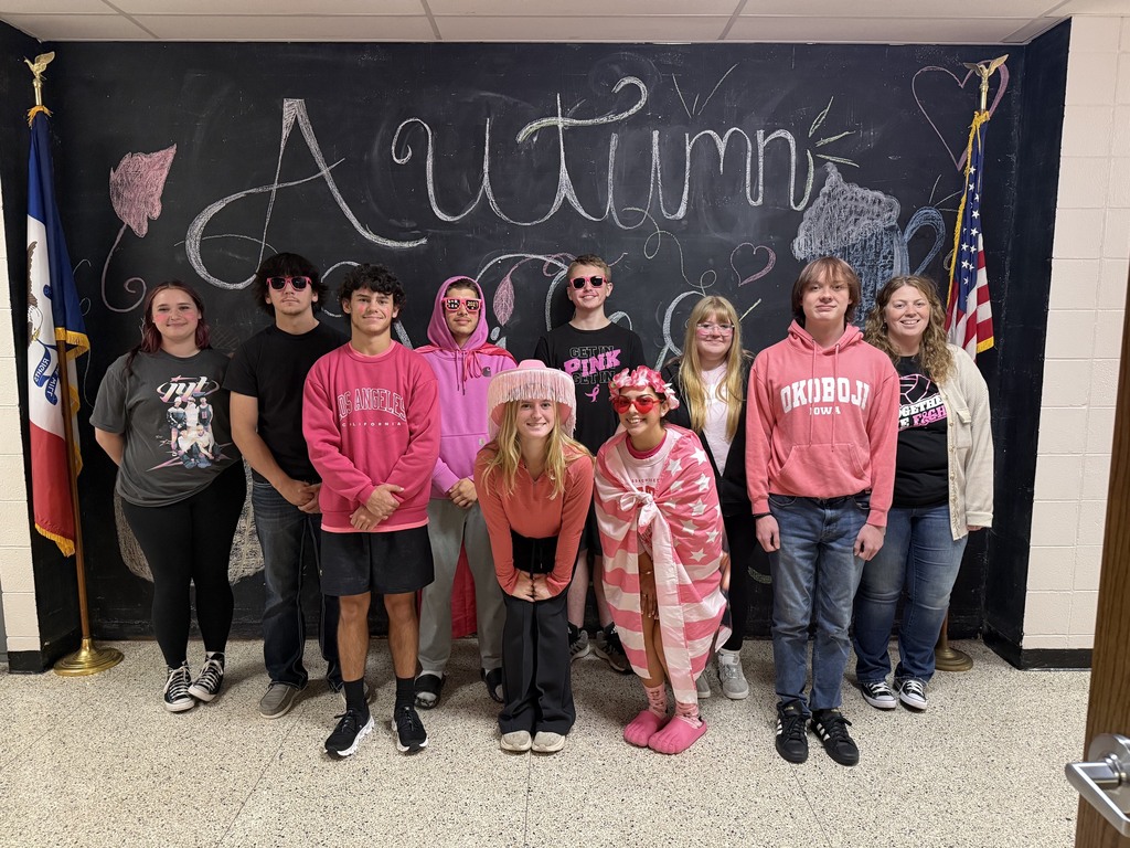 Students wearing pink for pink out day