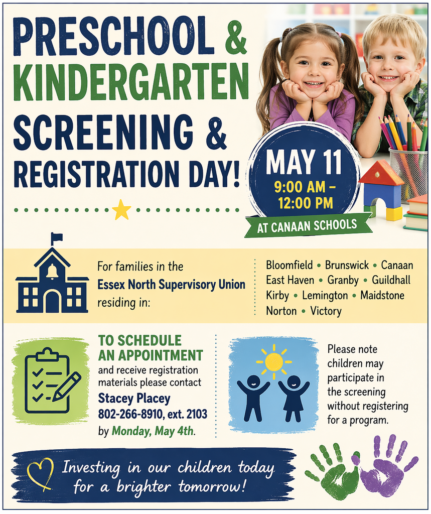 Please register for the upcoming preschool and kindergarten screening