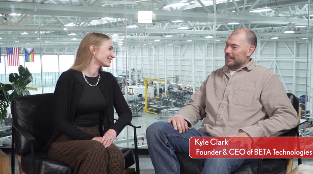 Kyle Clark being interviewed