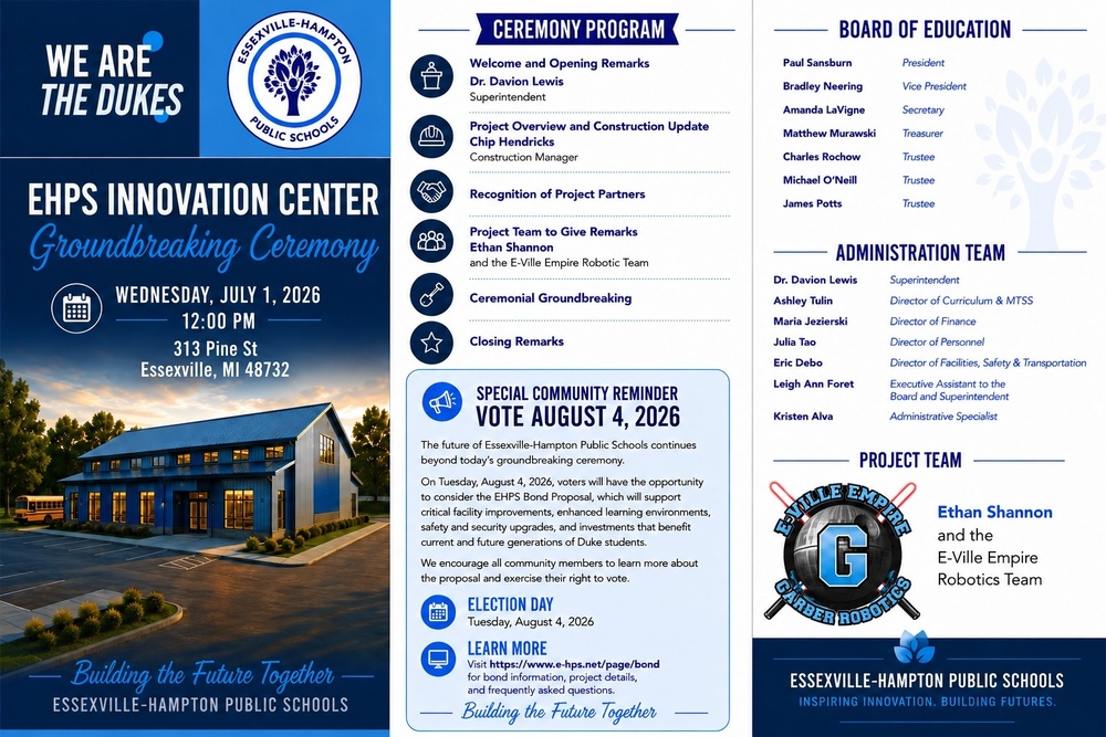Innovation Center Groundbreaking Ceremony Reminder