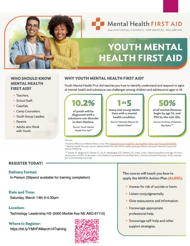 Youth Mental Health First Aid Flyer