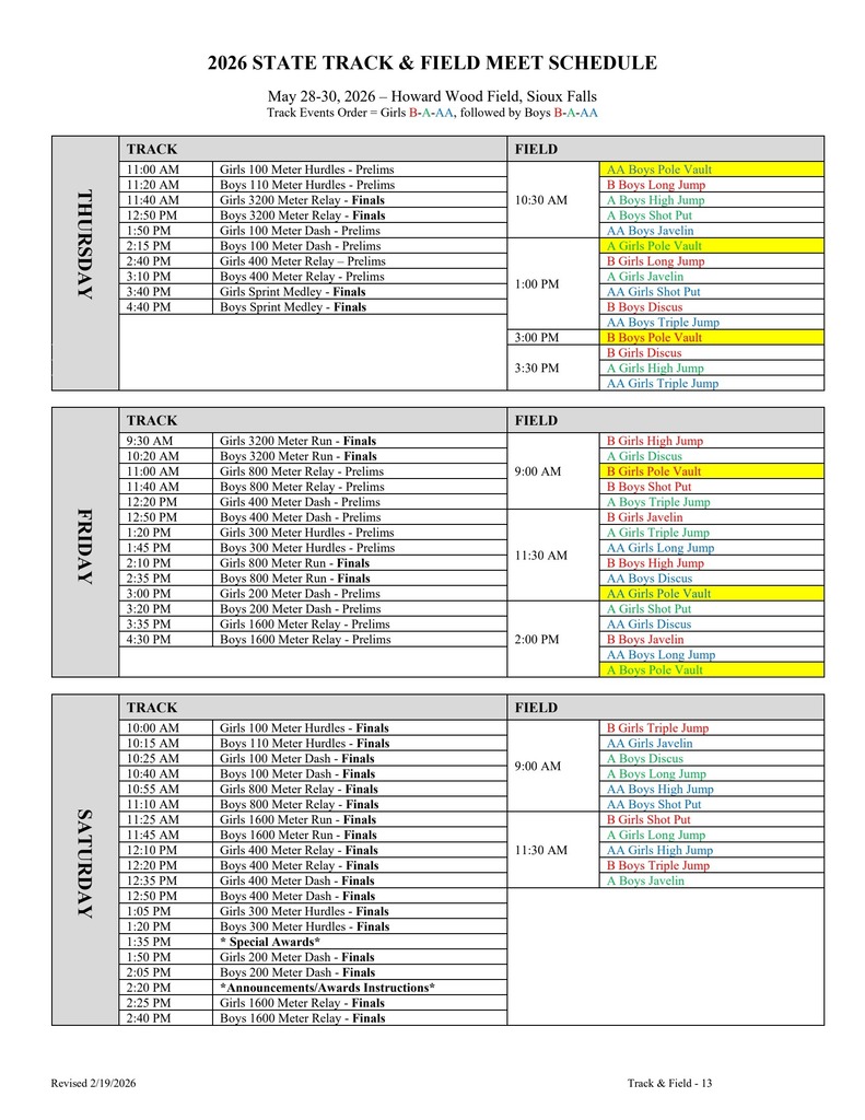 schedule