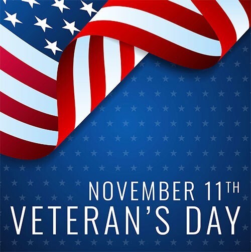 Flag Picture and wording commemorating Veterans Day