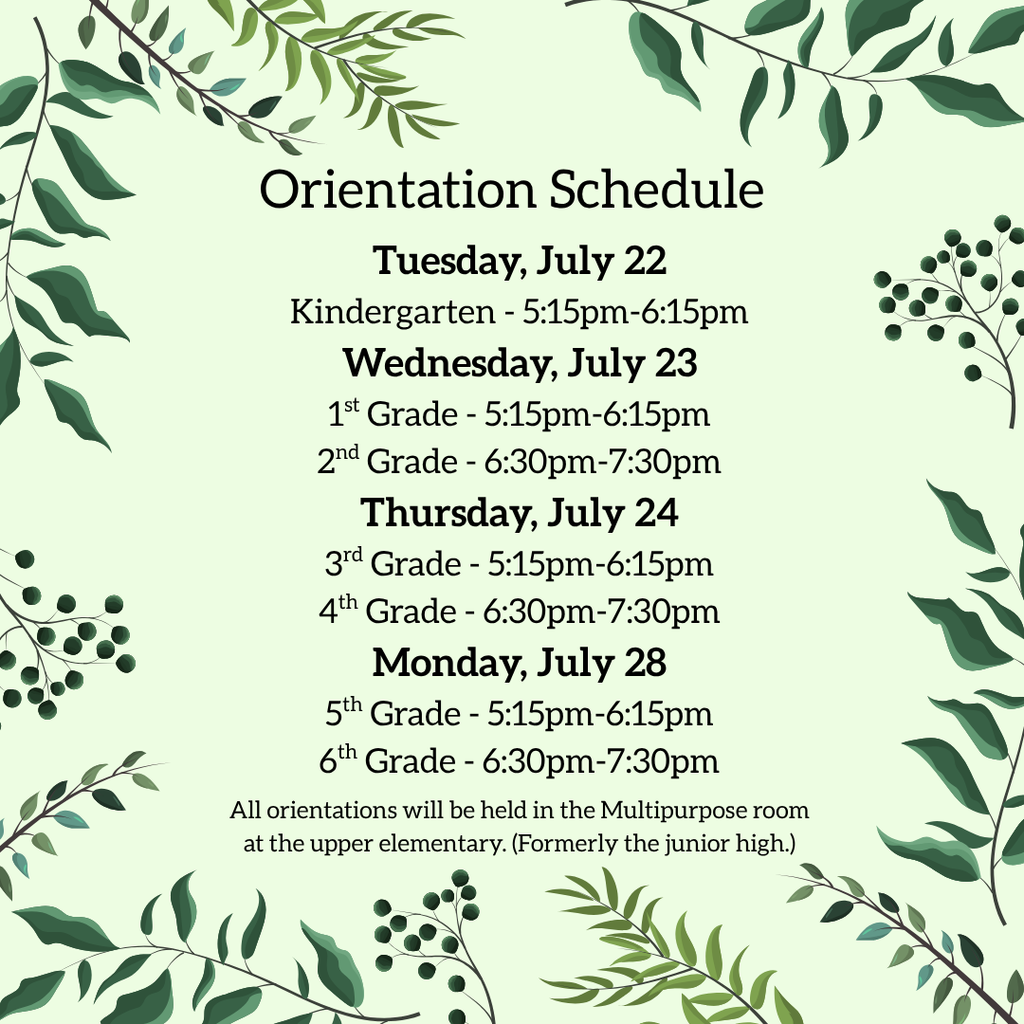 Orientation Schedule
