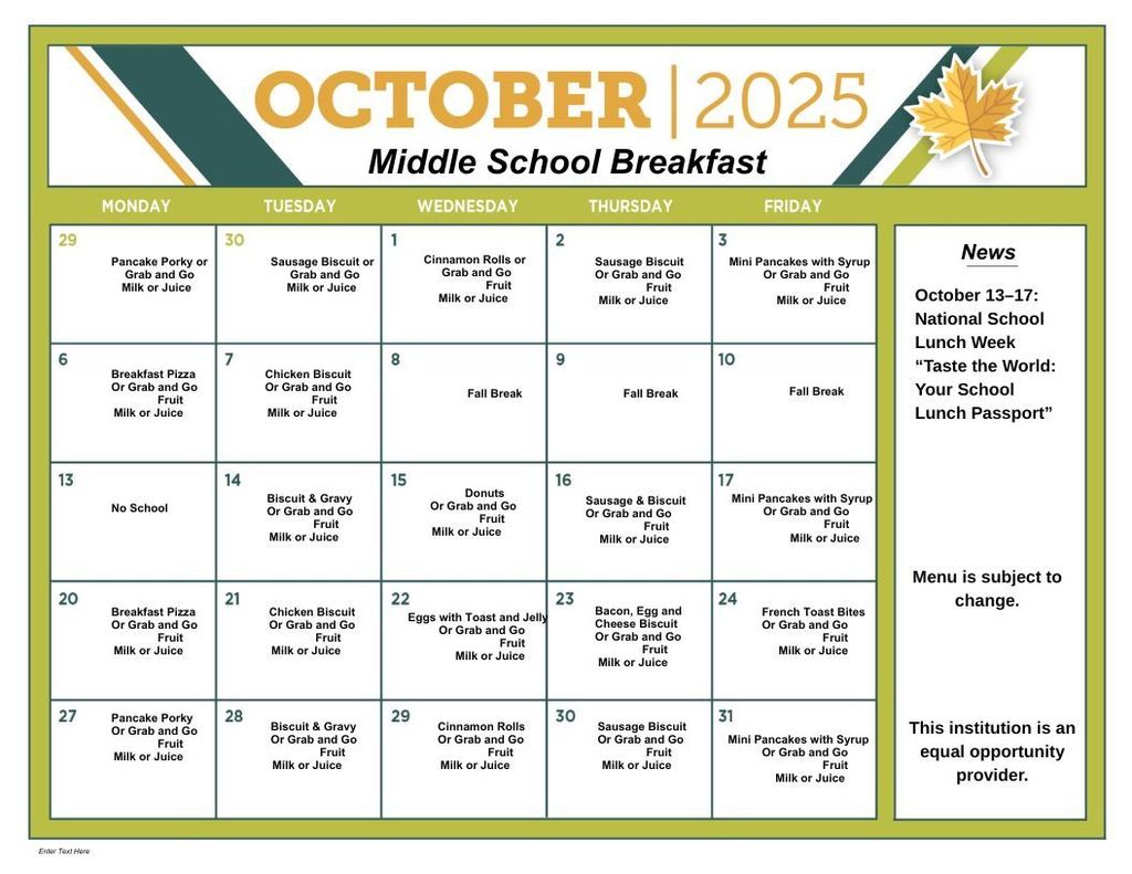 ECMS Breakfast Menu