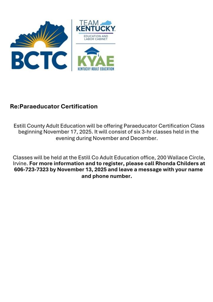 Paraeducator announcement2