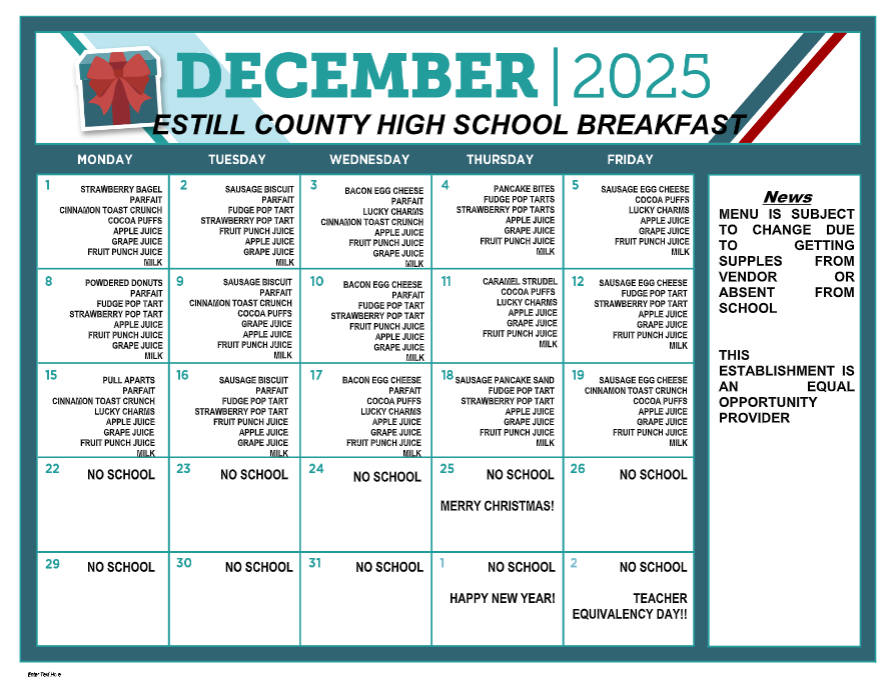 ECHS Breakfast Menu