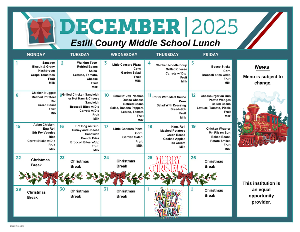 ECMS Lunch Menu