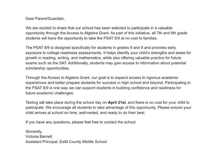 PSAT letter