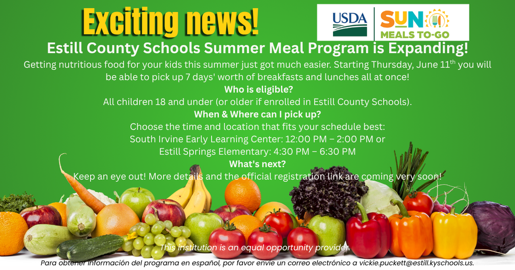 Estill County Schools Summer Meal Program
