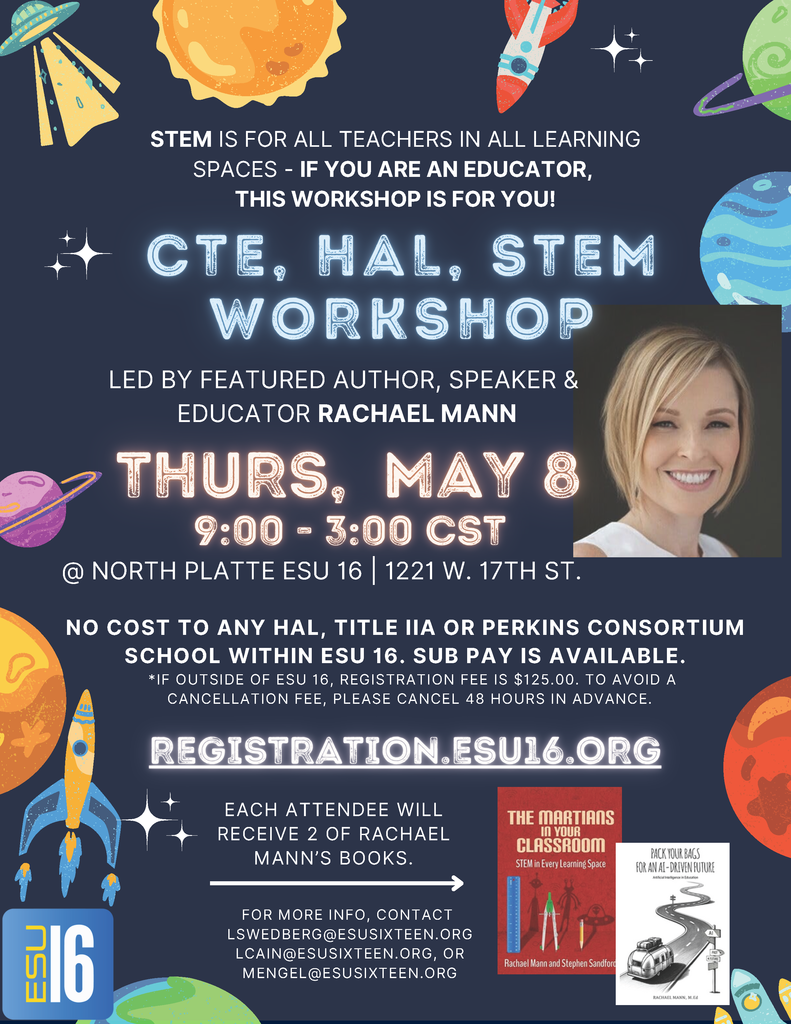 Rachael Mann STEM Workshop 5/8/25 9-3 ct ESU 16 NP