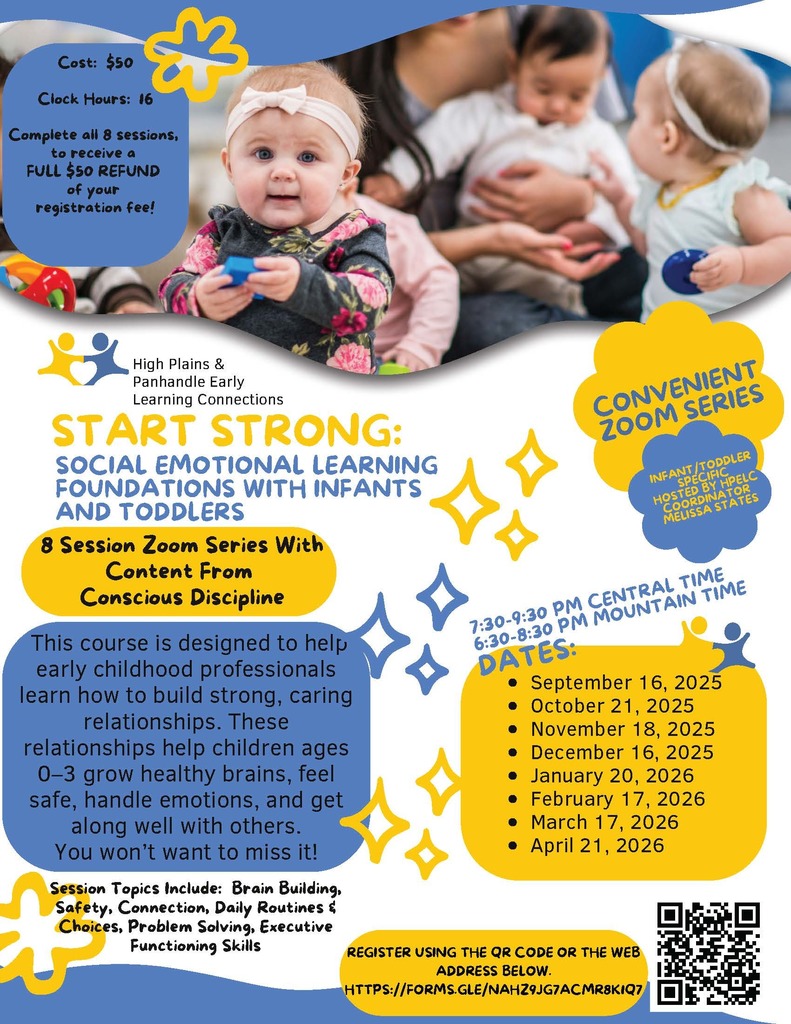 Start Strong SEL Foundations With Infants And Toddlers Flyer 25-26 Zoom Series