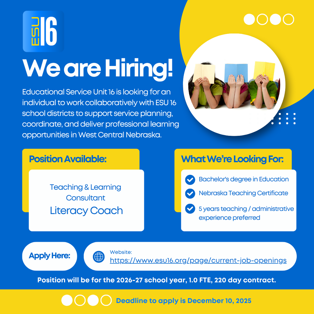 ESU 16 is Hiring a Literacy Coach!