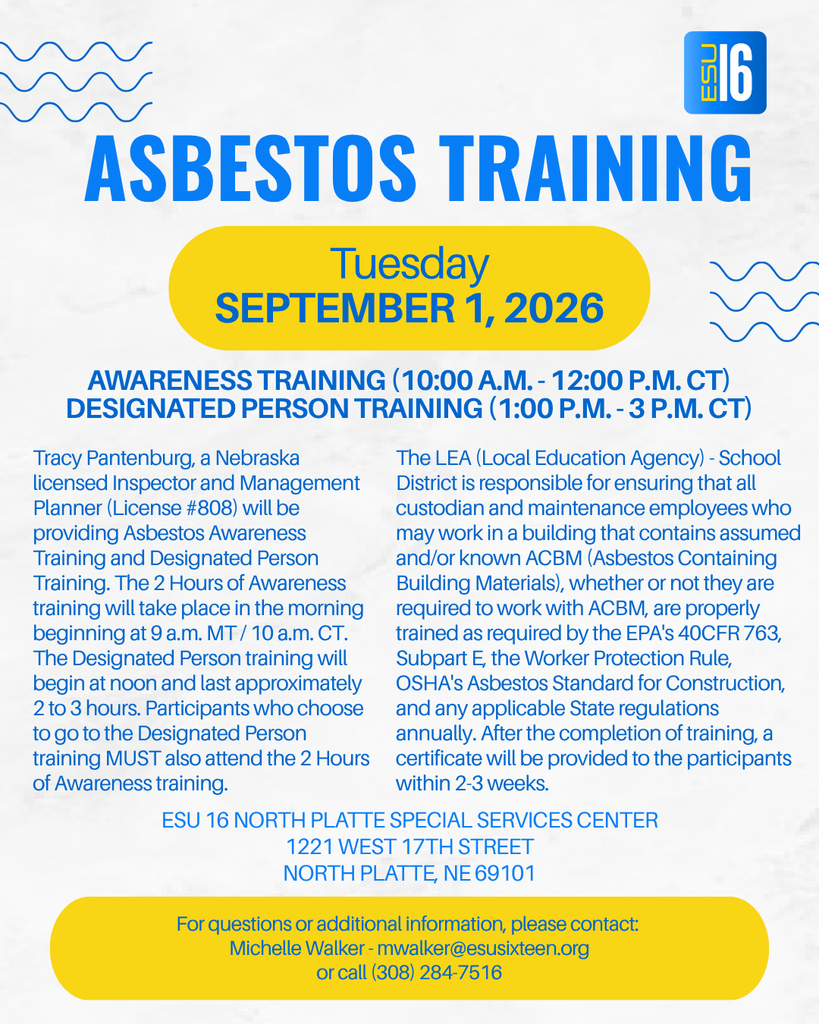 Asbestos Training, September 1, 2026