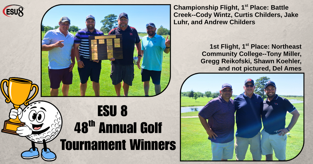 Two photos of golf team winners