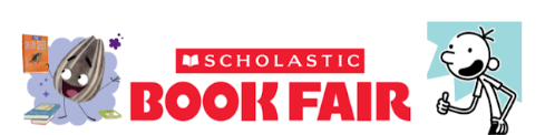 Scholastic Book Fair; image of the bad seed character and the character from Diary of a wimpy kid 