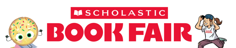 Scholastic Book Fair: with cartoon image of a cookie and girl. 