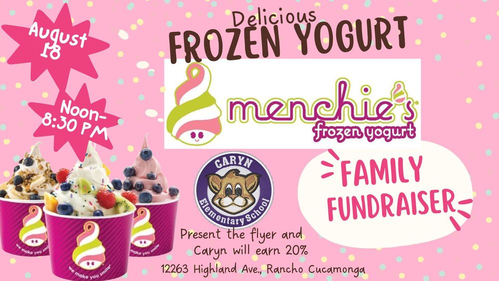 Menchies Frozen Yogurt Family Fundraiser