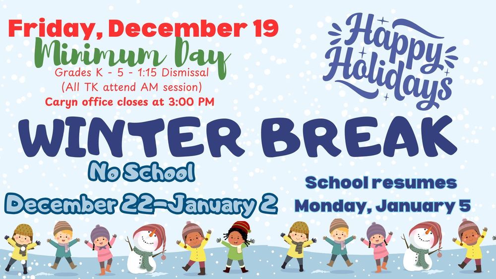 Winter Break 12/22-1/2