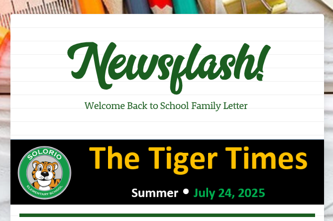 Welcome Back to School Family Letter 2025