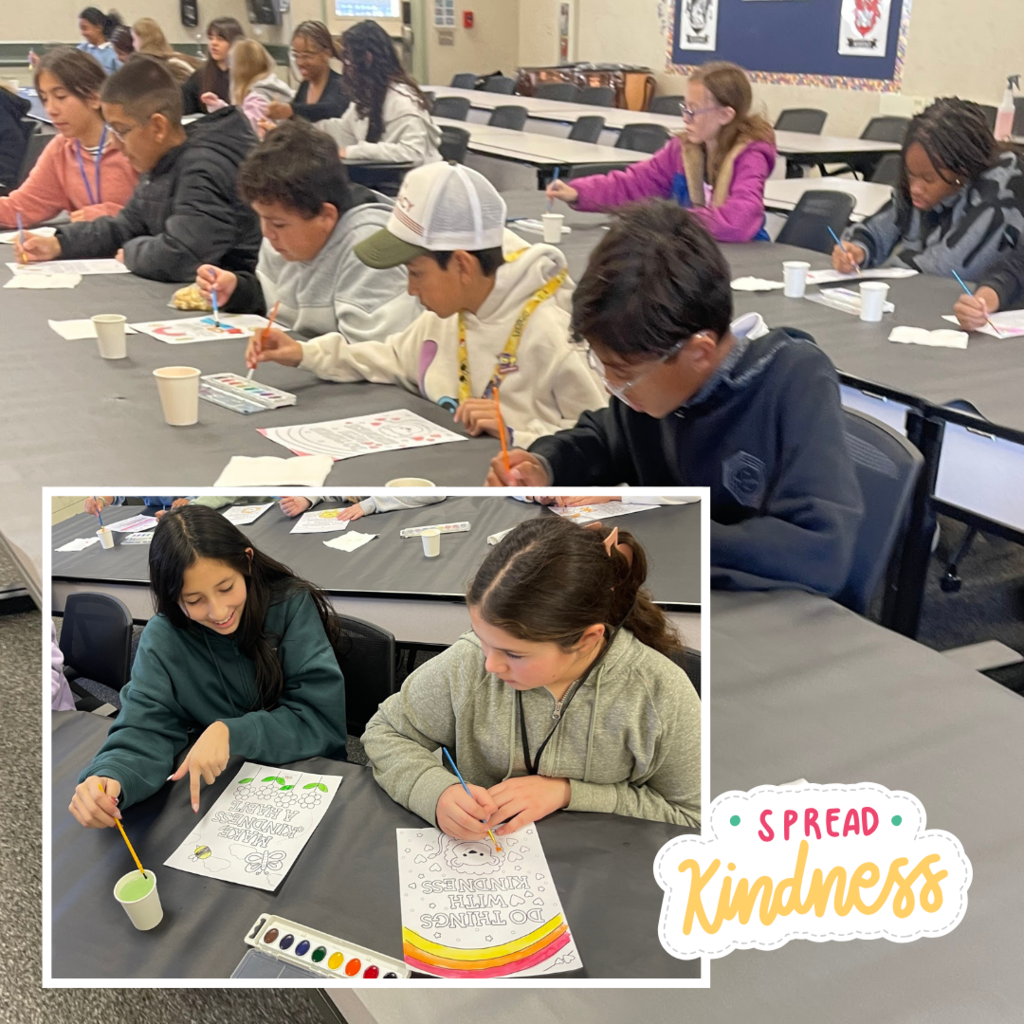 Text: Spread Kindness Image: Students painting