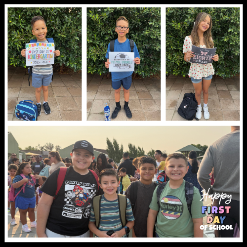 Smiling students, happy first day of school