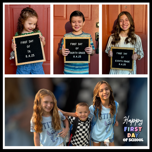 Smiling students, happy first day of school