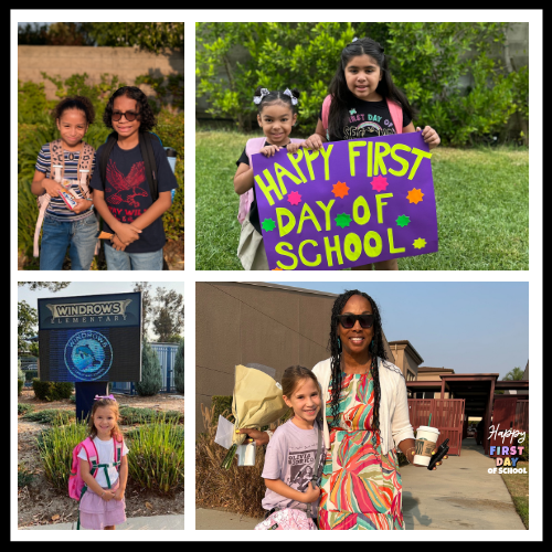 Smiling students, happy first day of school