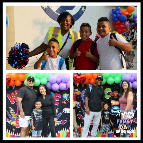 Smiling students, happy first day of school