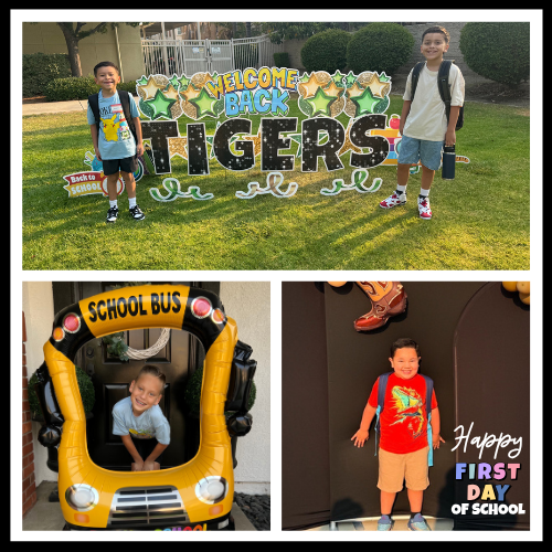 Smiling students, happy first day of school