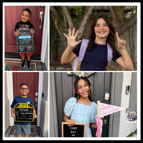 Smiling students, happy first day of school