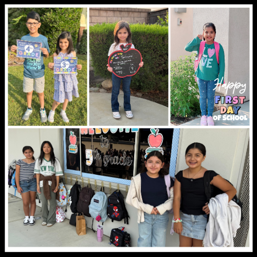 Smiling students, happy first day of school