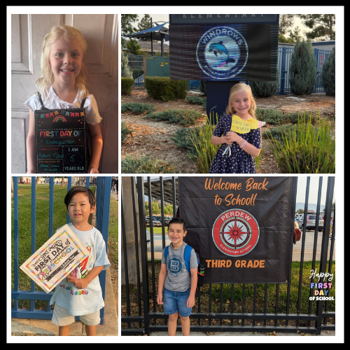 Smiling students, happy first day of school