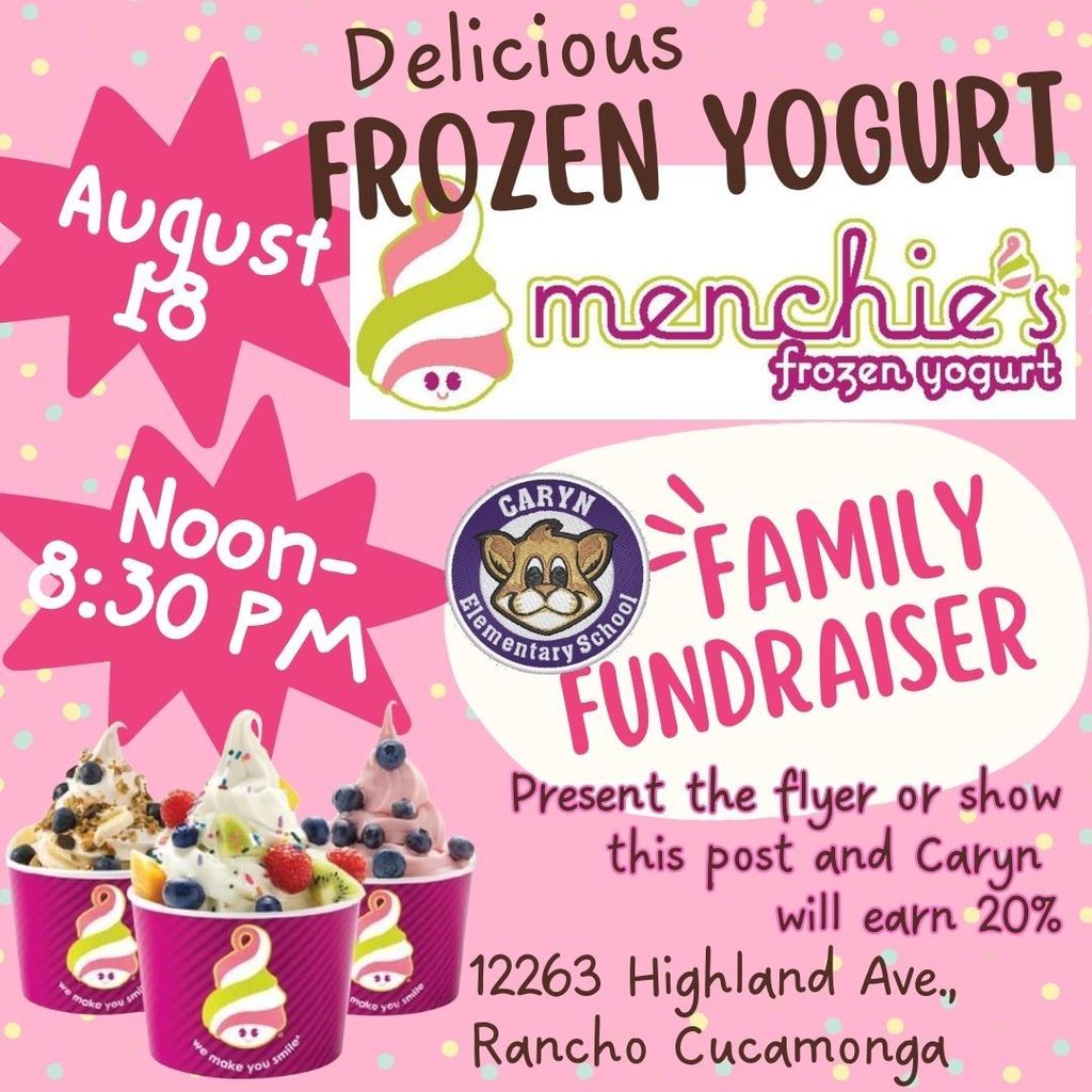 Menchies Frozen Yogurt Family Fundraiser